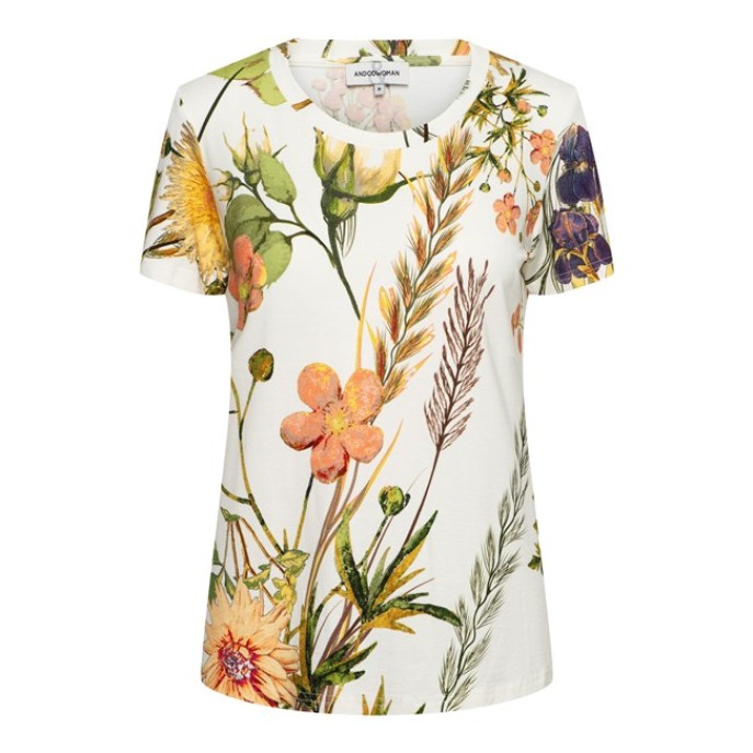 Andco Woman tshirt Vere Flower wit